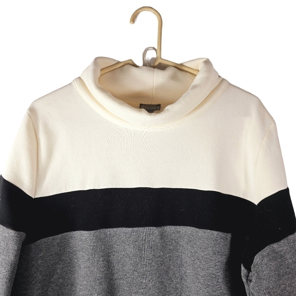 Talbots Cowl Neck Color Block Pullover Sweatshirt L - Picture 3 of 8